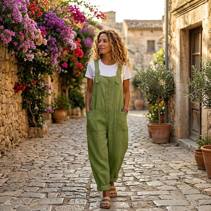 Slowlinen™ – Loose Button-Front Overalls