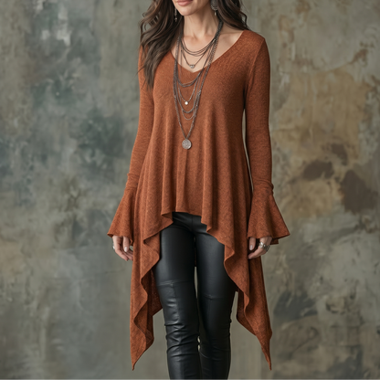 Lirelle – Women's Flowy Handkerchief-Hem Knit Tunic