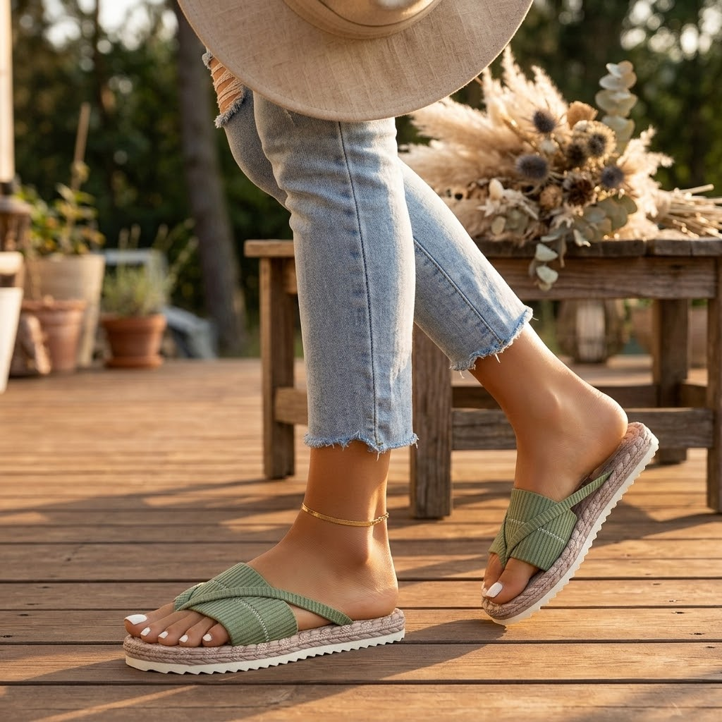 Lunara™ - Soft Espadrille-Style Slide Sandals