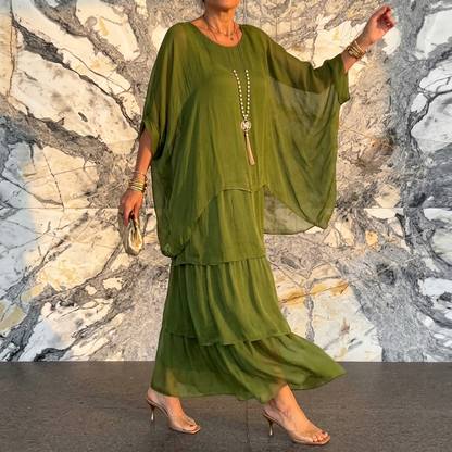 Velara – Women's Flowing Tiered Chiffon Maxi Dress