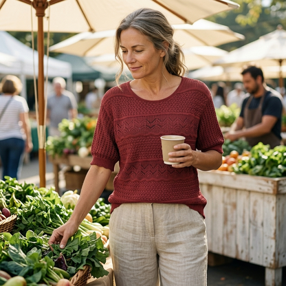 Wovelle – Women's Textured Knit Top for Warm Days