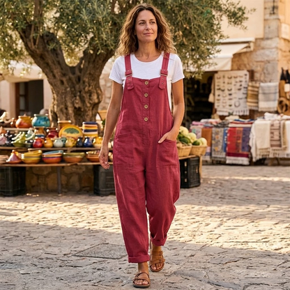 Slowlinen™ – Loose Button-Front Overalls