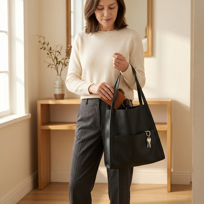 Tessara - Structured Pebbled Leather Tote Bag