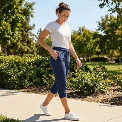 Lunara™ – Soft Cotton Drawstring Capri Joggers