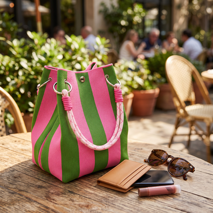 Sundara – Striped Knit Bucket Bag