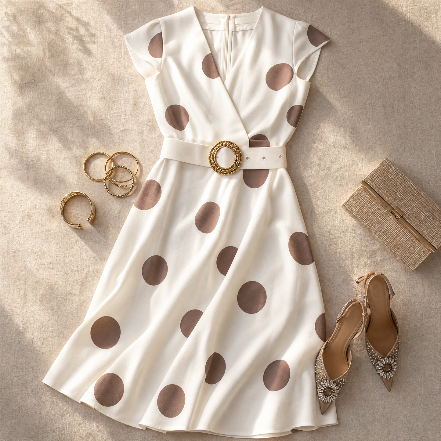 Marlowe – Women's Belted Polka Dot Midi Dress