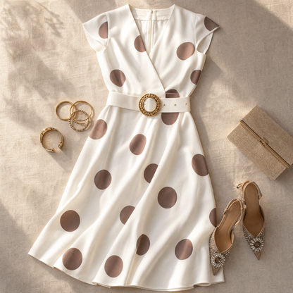 Marlowe – Women's Belted Polka Dot Midi Dress