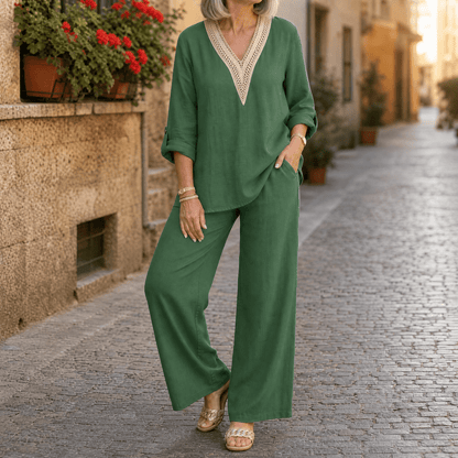 Lunavia – Women's Crochet V-Neck Set