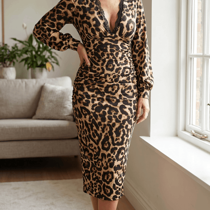 Luxora – Leopard Print Midi Dress