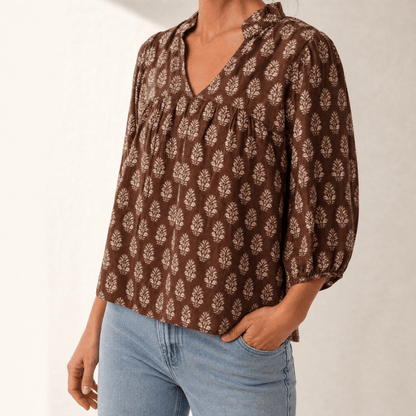 Marivell – Women's Block-Print V-Neck Summer Blouse