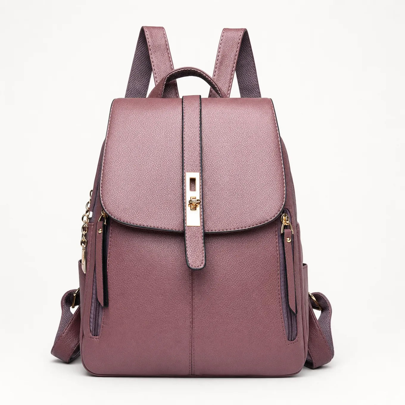 Marabella – Backpack with Twist-Lock Flap and Rose-Gold Hardware