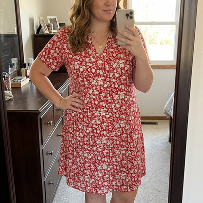 Veluna – Women's V-Neck Floral Dress with Pockets