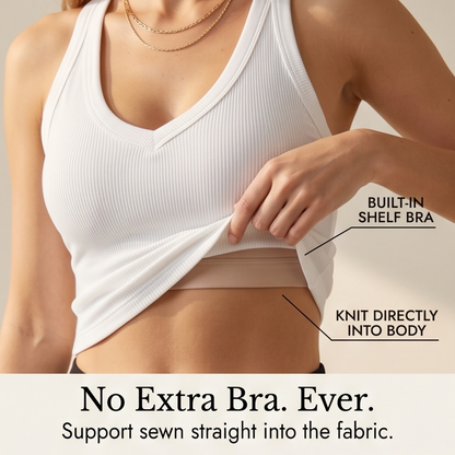 Lunella – Women's Ribbed V-Neck Tank with Built-In Bra