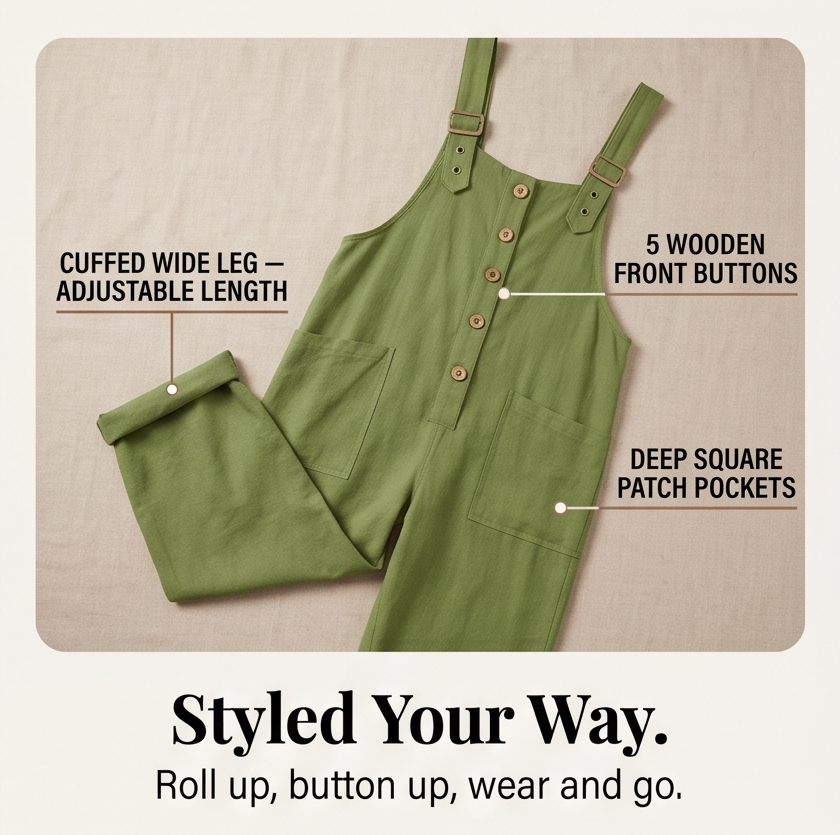 Slowlinen™ – Loose Button-Front Overalls