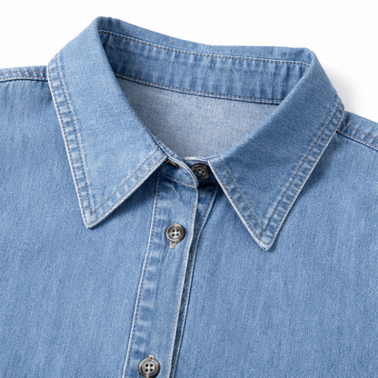 Soléa – Women's Shirt Dress with Pockets, A-Line Midi, Soft Cotton, Button Down