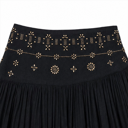 Soléra – High Waist A-Line Boho Maxi Skirt for Women