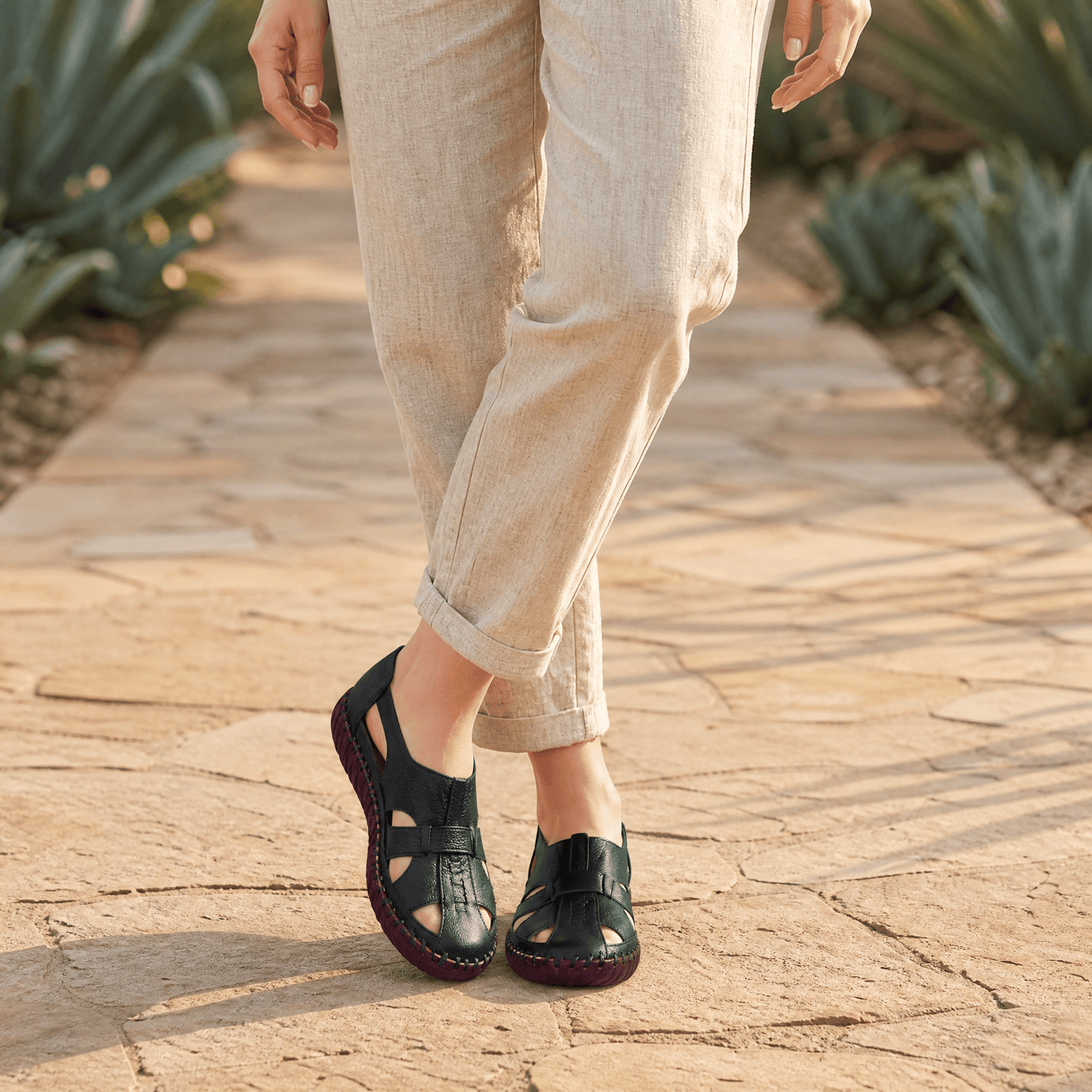 Solara – Women's Hand Stitched Leather Comfort Sandals