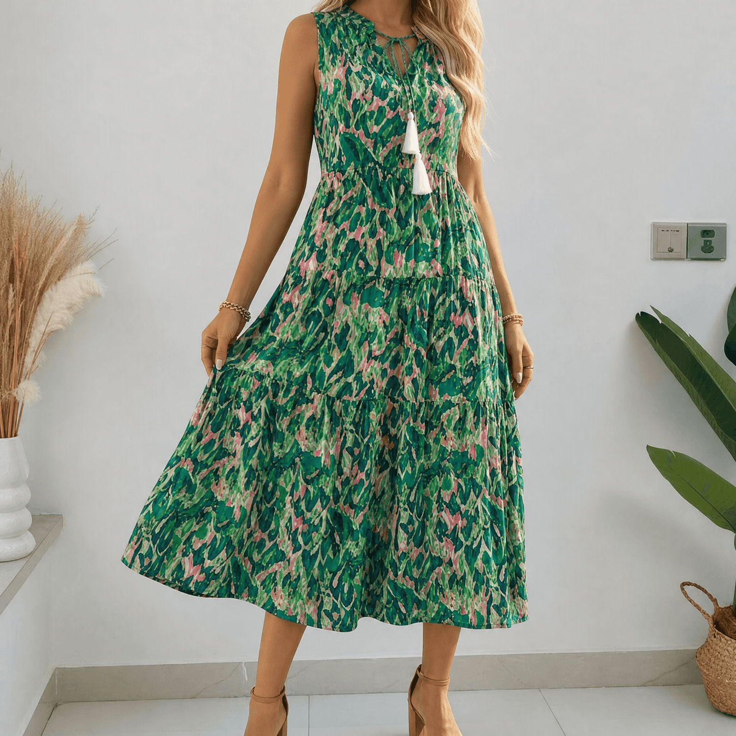 Soleia – Women's Tiered Boho Midi Dress