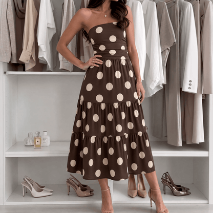 Soliana – Women's Sheer Tiered Polka Dot Dress