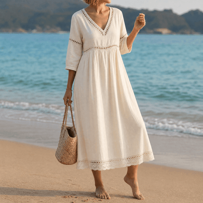 Solmera – Crochet Trim Midi Dress