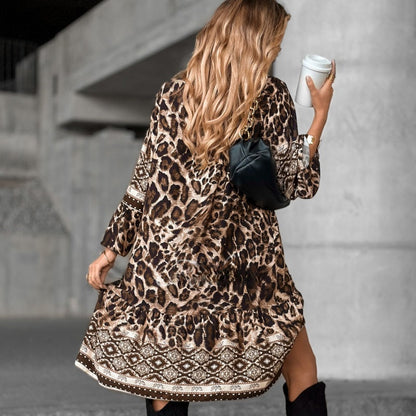 Vivara - Elegant V-Neck Printed Dress
