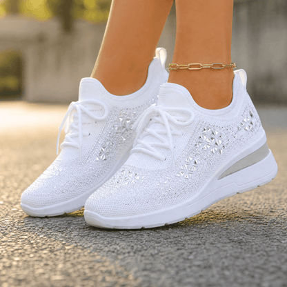 Stellara – Women’s Rhinestone Wedge Sneakers