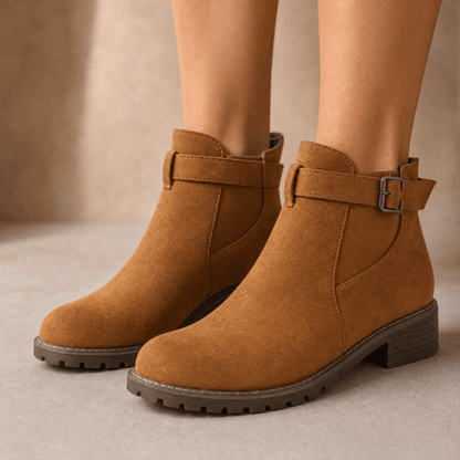 Stridella – Women's Suede-Look Buckle Ankle Booties