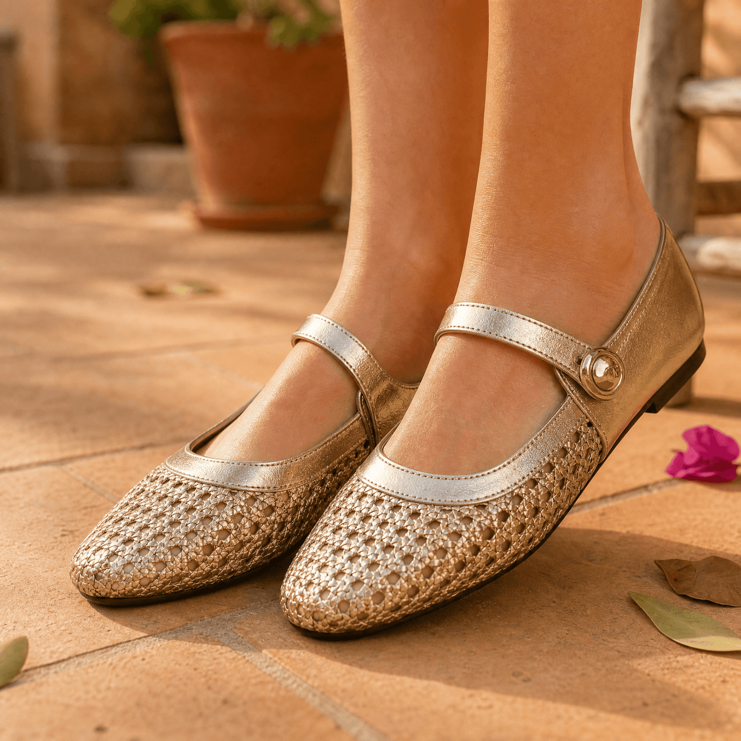 Tessara - Women's Woven Square Toe Mary Jane Flats