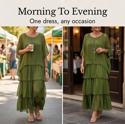 Velara – Women's Flowing Tiered Chiffon Maxi Dress