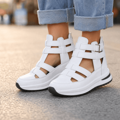Veluna – Caged Wedge Sandals with Hidden Platform