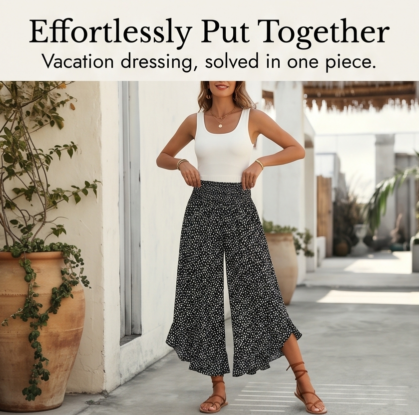 Velura™ – Smocked Wide-Leg Ruffle Pants