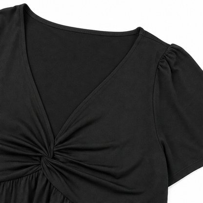 Wearbella – Plus Size V-Neck Twist Front Flutter Sleeve Dress with Pockets